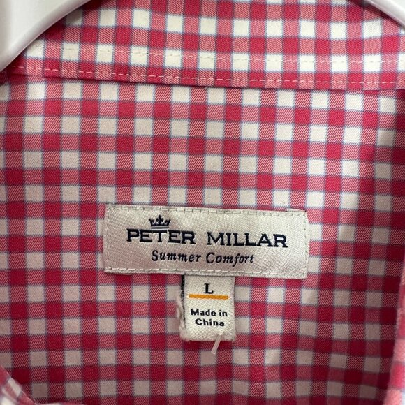 Peter Millar Button Down Shirt Size L Plaid Summer Comfort Preppy Stretch - Picture 3 of 11